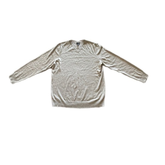 Apt 9 Merino Wool Blend Oatmeal Gray Long Sleeve V Neck Sweater Men’s XXL Tall - Picture 1 of 10